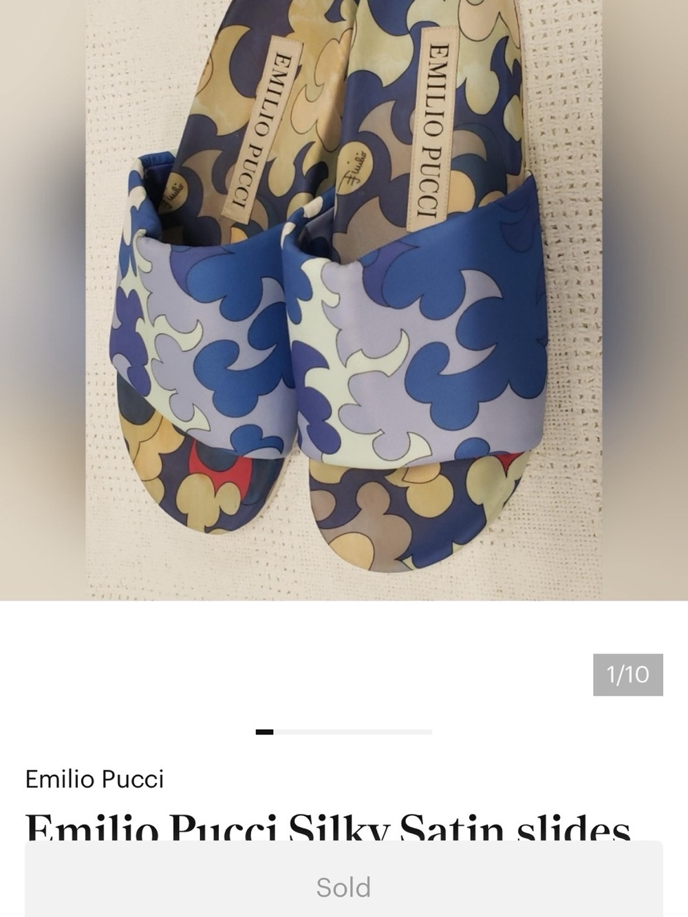Emilio Pucci Blue Multicolor Wave-Pattern Slide Sandals - Picture 7 of 8